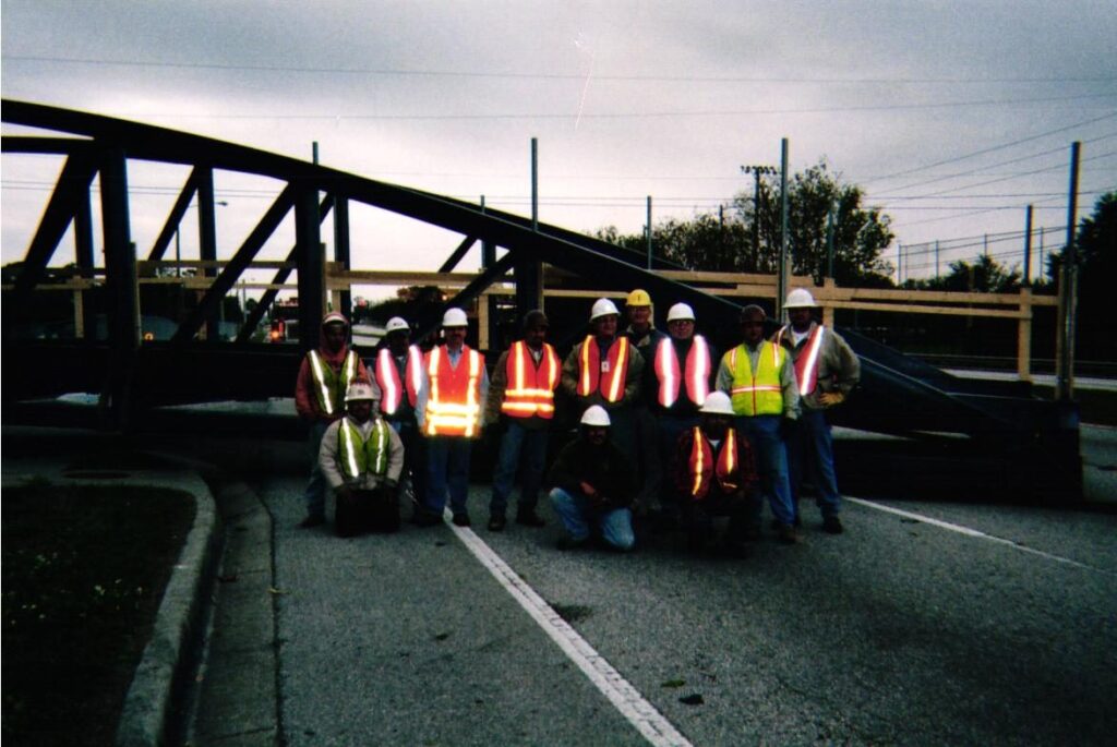 The crew on the deck the morning of the lift
